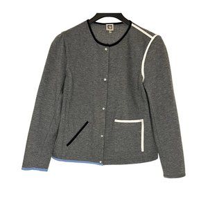 Anne Klein Women's Size 12 Pearl Snap-Button Front Gray Blazer Jacket